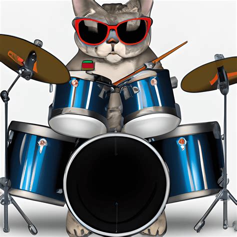 Cat Playing Drums in Sunglasses · Creative Fabrica