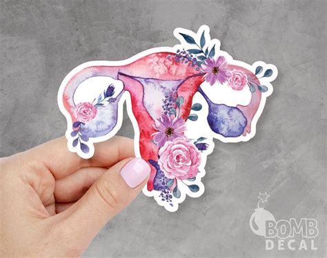 Floral Uterus Sticker Uterus Sticker Floral Sticker Woman Etsy Floral Stickers Floral