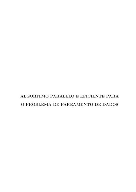 PDF Algoritmo Paralelo E Eficiente Para O Problema De ALGORITMO