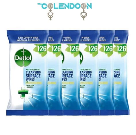 DETTOL CLEANSING SURFACE WIPES 126 LARGE ANTIBACTERIAL WIPES 6 PACKS ...