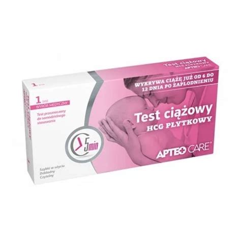 Apteo Care Test ciążowy HCG płytkowy x 1 sztuka cena opinie