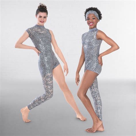 1st Position Asymmetric Sequin Lace Contemporary Catsuit Dazzle