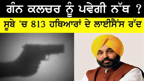 Gun Culture ਨ ਪਵਗ ਨਥ Punjab ਸਰਕਰ ਦ ਵਡ ਕਰਵਈ ਸਬ ਚ 813 Hਥ