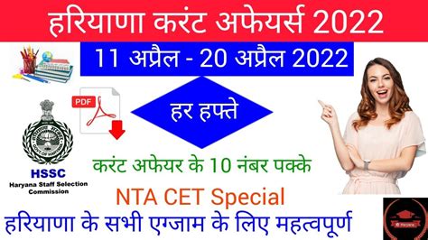 Haryana Current Affairs April For Nta Hssc Cet Exam Hssc Exam