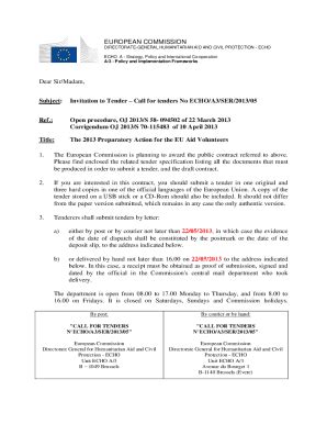 Fillable Online Ec Europa Invitation To Tender Rfq For