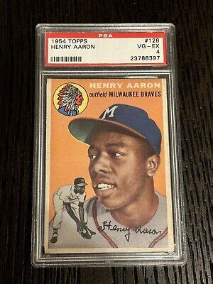 Topps Hank Aaron Rookie Psa Centered Hof Milwaukee Braves