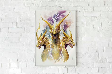 King of Monsters King Ghidorah Watercolor Painting, King Ghidorah ...