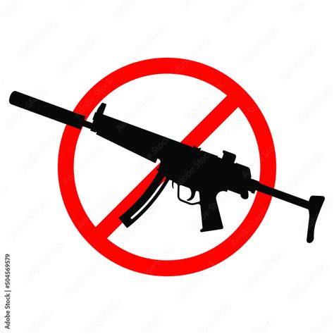 No Rifle Sign No Weapons Sign No Guns Icon Red Round Prohibition