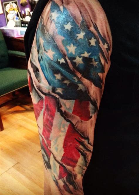 American Flag Realistic Tattoo Skin Tear by Kyle Grover: TattooNOW