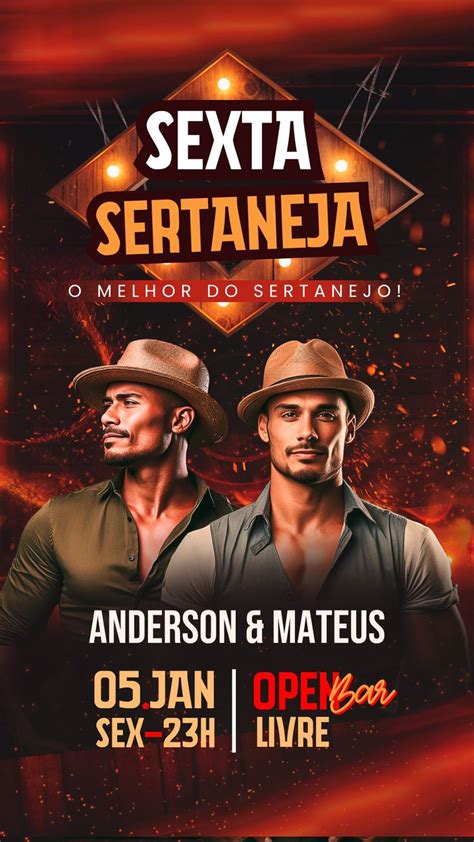 Sexta Sertaneja O melhor do Sertanejo Anderson e Mateus Flyer Editável