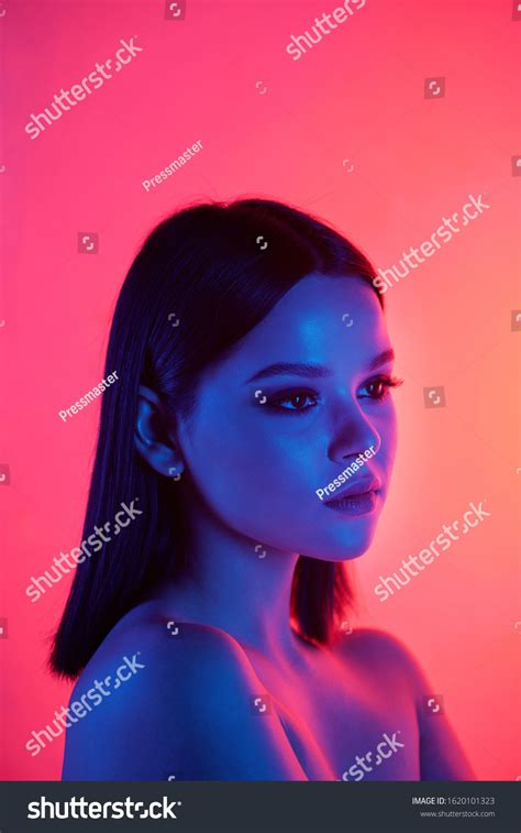 Serious Pretty Brunette Woman Naked Shoulders Stock Photo Shutterstock