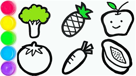 How To Draw Fruits And Vegetable Drawing Painting And Coloring For Kids