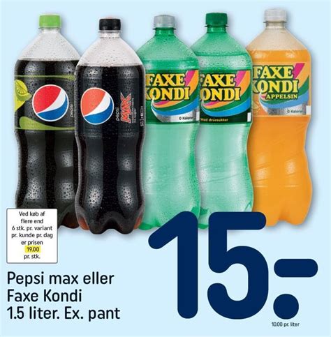 Pepsi Max Eller Faxe Kondi Liter Ex Pant Tilbud Hos Rema