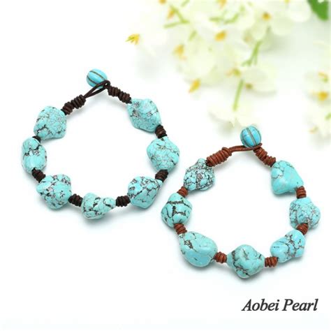 Aobei Pearl Handmade Bracelet Made Of Baroque Turquoise Genuine