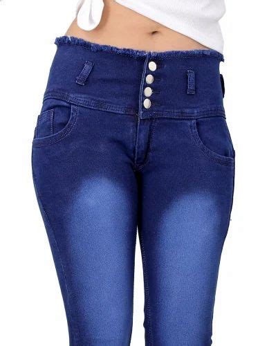 Vedant Vastram Womens Denim Slim Fit Jeans 4 Botton Navy Wash Button High Rise At Rs 370