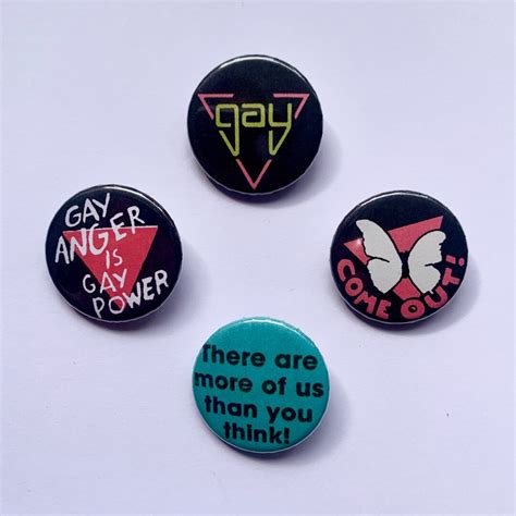 4 Set Gay Pride Button Badges Vintage Remake LGBTQ Pink Triangle Retro Lesbian Queer Etsy