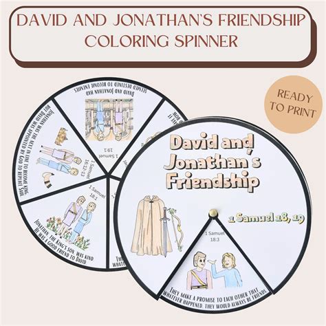 Printable David And Jonathan S Friendship Coloring Spinner Wheel