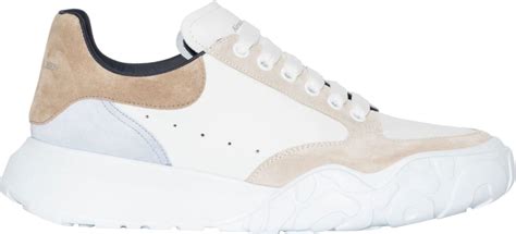 Alexander McQUEEN White Beige Suede Court Sneakers INC STYLE