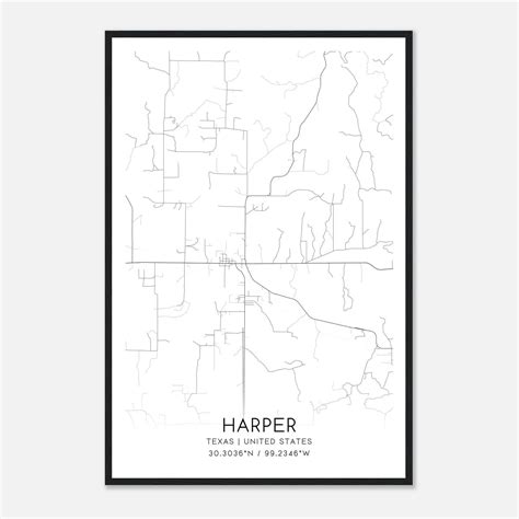 Harper Texas Map Poster, Modern Home Decor Wall Art Print - Custom Maps