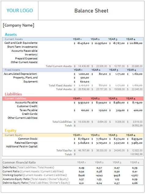 Free Balance Sheet Excel Exsheets