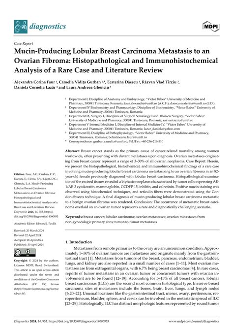 Pdf Mucin Producing Lobular Breast Carcinoma Metastasis To An Ovarian