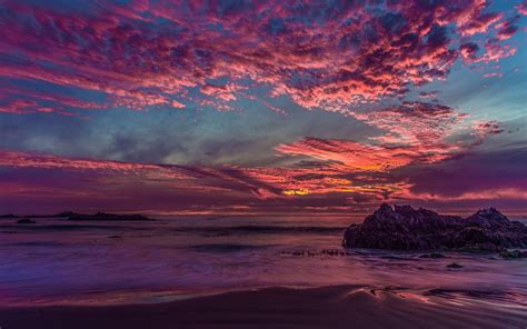 landscape, California, Sunset, Clouds, Rock, Sea, Bay Wallpapers HD ...