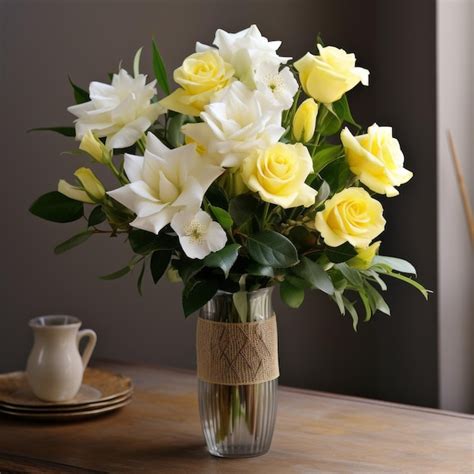 Premium Photo Serene And Peaceful Gardenia Arrangement With Yellow