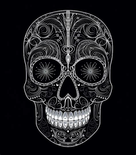 Premium Photo A Black And White Drawing Of A Skull With The Word Day