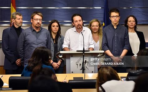 Leader of left-wing political party Podemos, Pablo Iglesias speaks ...