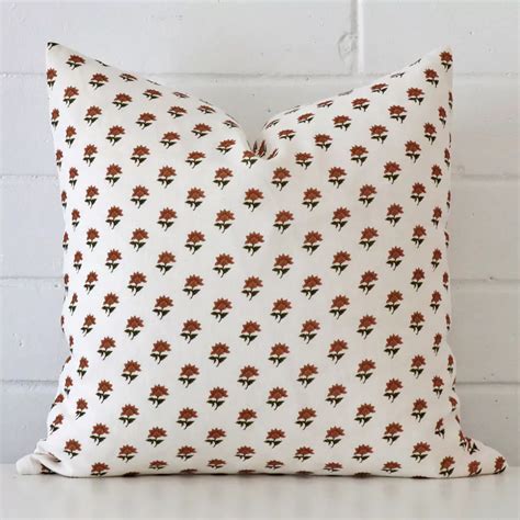 Ruby Linen Terracotta Floral Cushion Cover