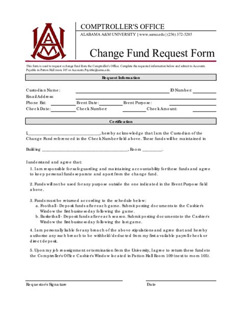 Fillable Online Change Fund Request Form Xlsx Fax Email Print Pdffiller