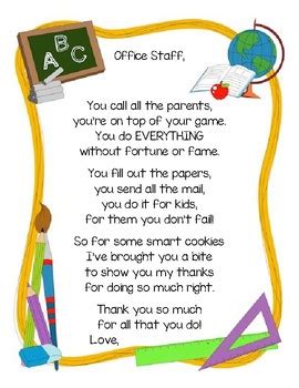 Thank you Office Staff! by Miss Harvey's House | TPT