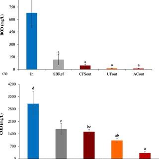 Bod A And Cod B Concentration In The Various Treatment Stages Of