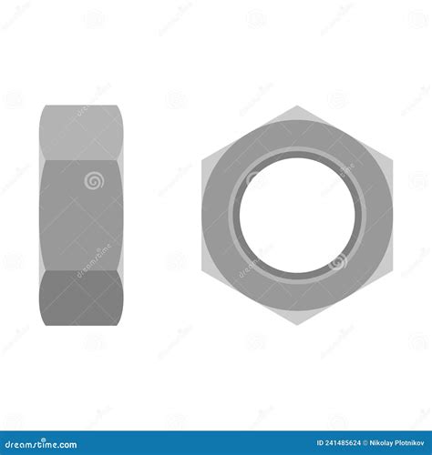 Hexagonal Bolt And Nuts Technical Drawing Vector Illustrations ...