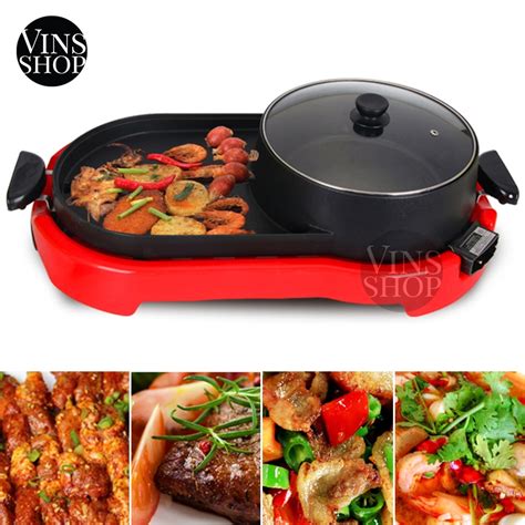 Vins Malaysia Plug Steamboat Ceramic Stone Hot Pot Bbq Electric Grill Korean Bulgogi Cooking Sup