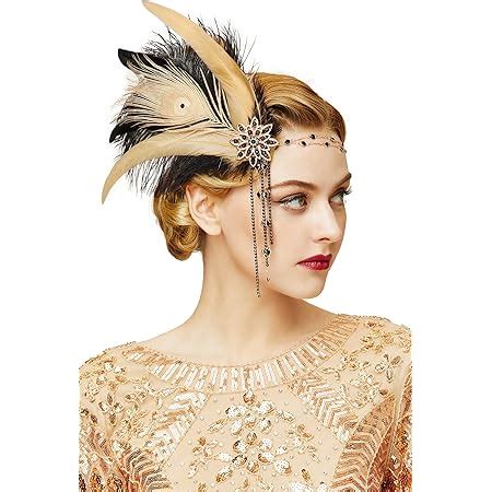 Amazon BABEYOND 1920s Flapper Headband Peacock Feather Headpiece