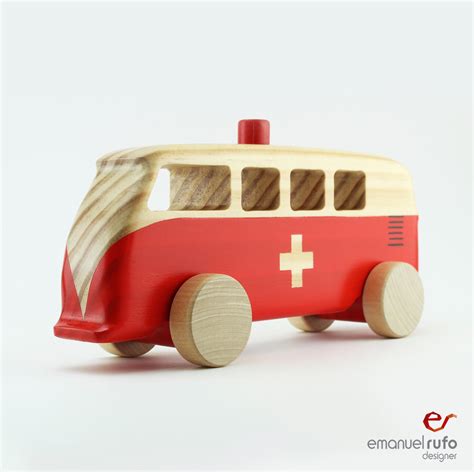 Wooden Ambulance Toy Red Personalized Wooden Toy Toy For Boys Girls