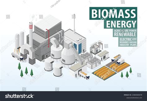 Biomass Energy Biomass Power Plant In Isometric Royalty Free Stock