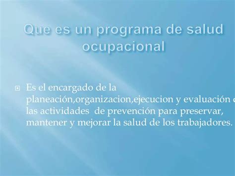 Salud Ocupacional Ppt