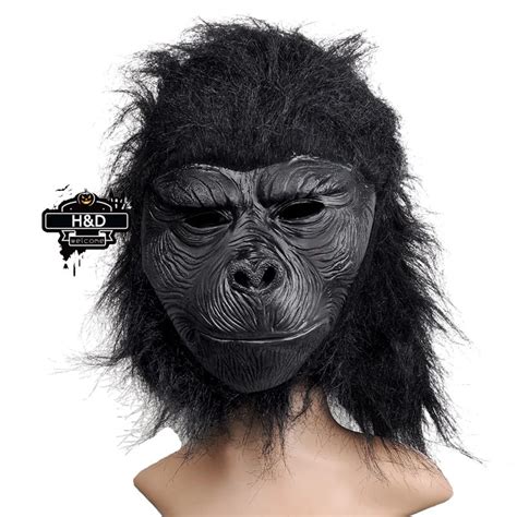 Handd Scary Latex Full Face Cosplay Black Gorilla Mask Horror Masquerade Adult Ghost Halloween