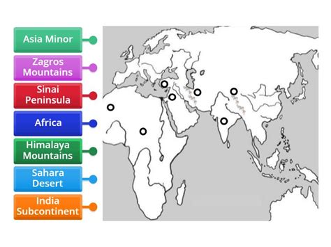 Eastern World Map-Physical Features - Labelled diagram