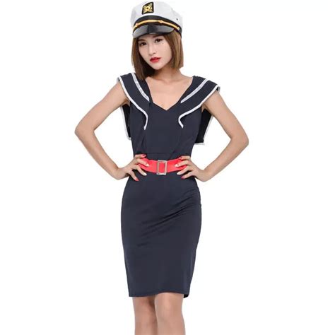 Teen Girls 1940s Navy Sailor Costume Sweet Outfit Sexy Nightclub Party Black And Navy Uniform