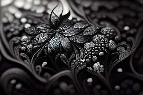 Premium Photo | Black ornate flower background and grim gothic ...