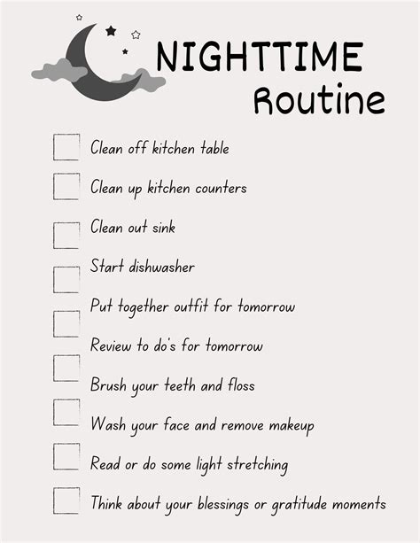 Nighttime Routine Checklist - Etsy