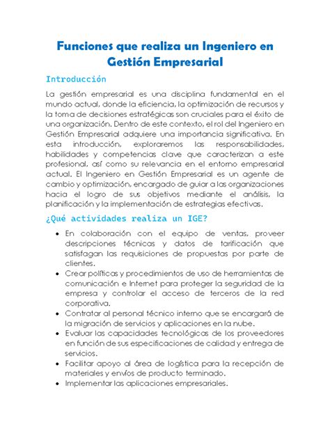 Ige Apuntes Funciones Que Realiza Un Ingeniero En Gesti N