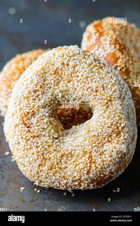 Sesame seed bagels Stock Photo - Alamy