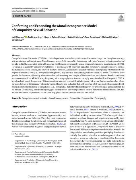 Confirming And Expanding The Moral Incongruence Model Of Compulsive