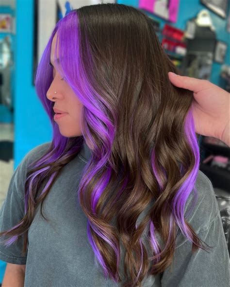 Purple Money Piece Hair Color