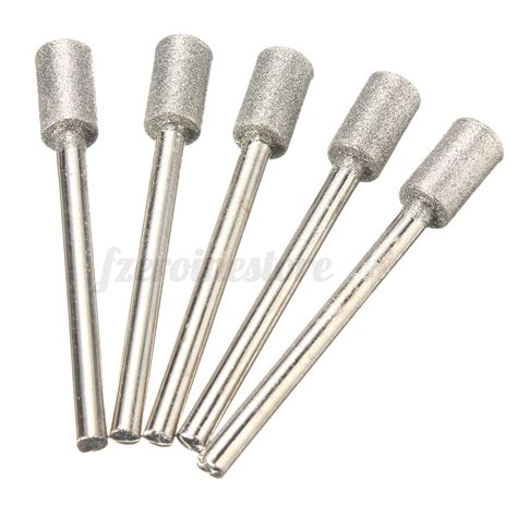 5Pcs 3mm Shank Diamond Grinding Burr Stone Drill Bits For Rotary Tool