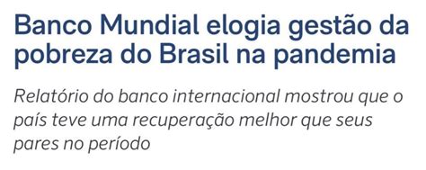 Jair M Bolsonaro on Twitter Relatório do Banco Mundial destacou